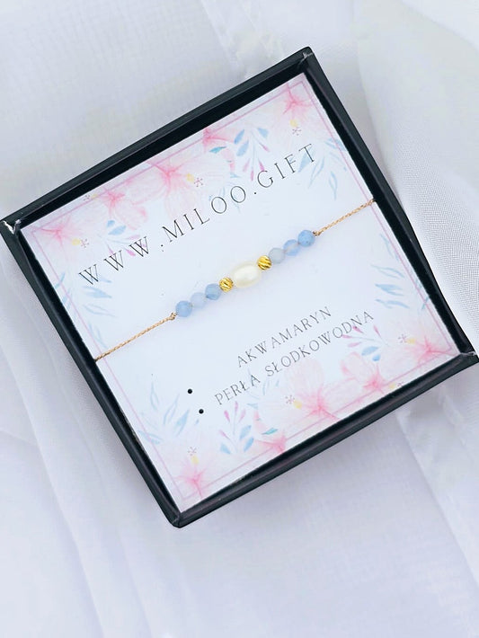 Bransoletka z Akwamarynem i perłą słodkowodną