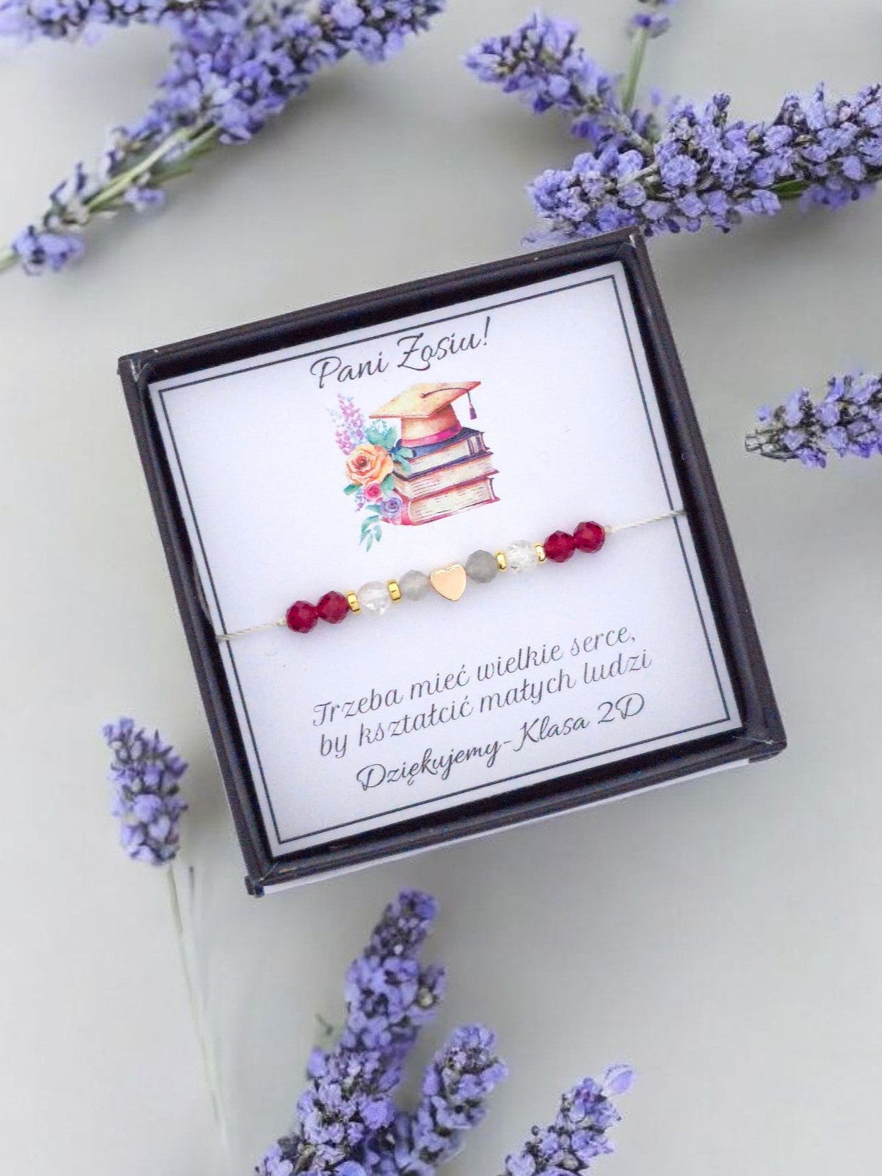 Bransoletka- podziękowanie dla nauczyciela- rubin, labradoryt, kryształ górski