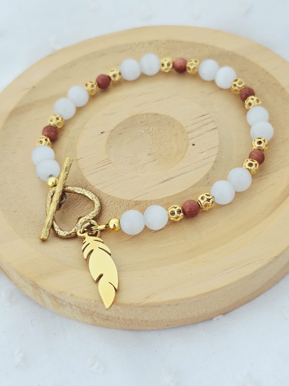 Bransoletka z kamieniem księżycowym i piaskiem pustyni - Biżuteria Miloo