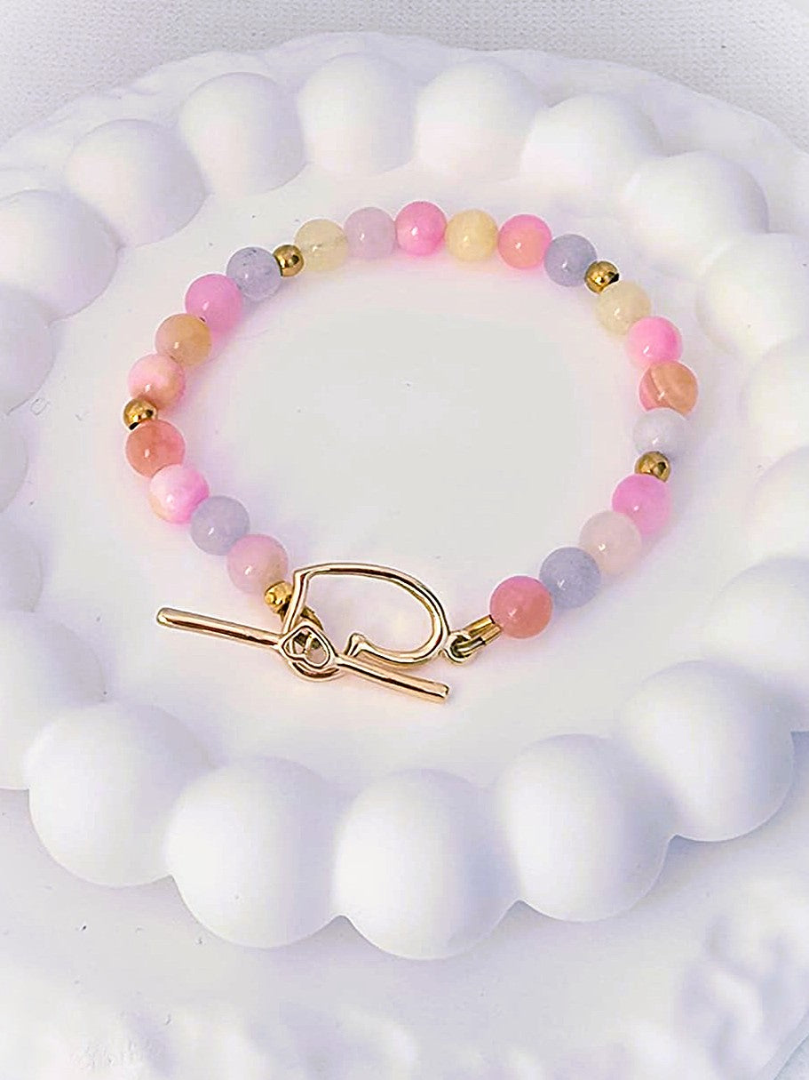 Bransoletka z jadeitem perskim- zapięcie serduszko