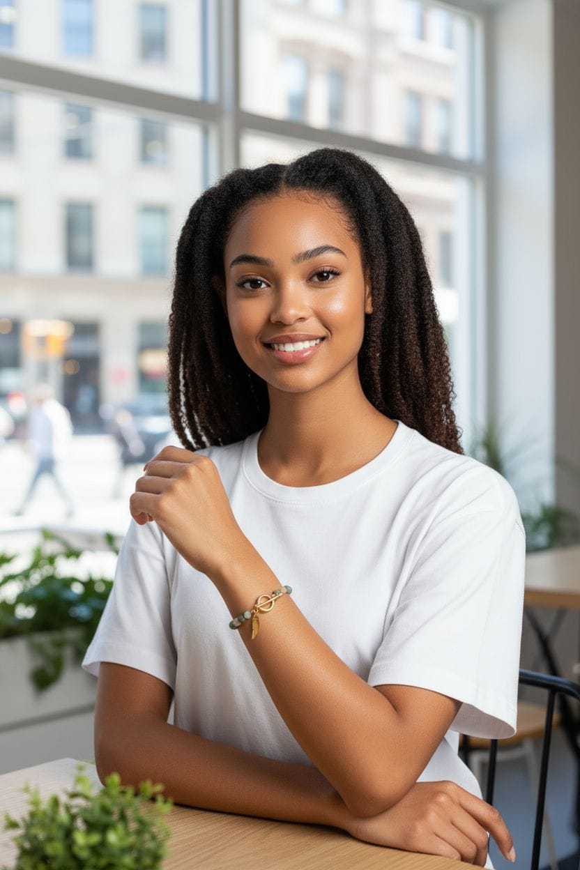 Bransoletka z Bransoletka z jaspisem afrykańskim, amazonitem i apatytem