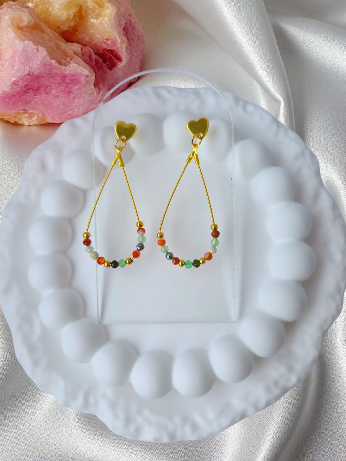 Kolczyki wiszące z kolorowym agatem