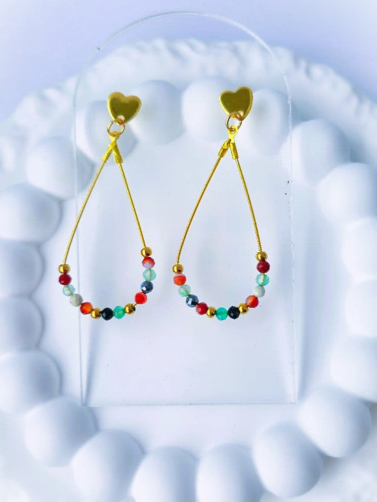 Kolczyki wiszące z kolorowym agatem