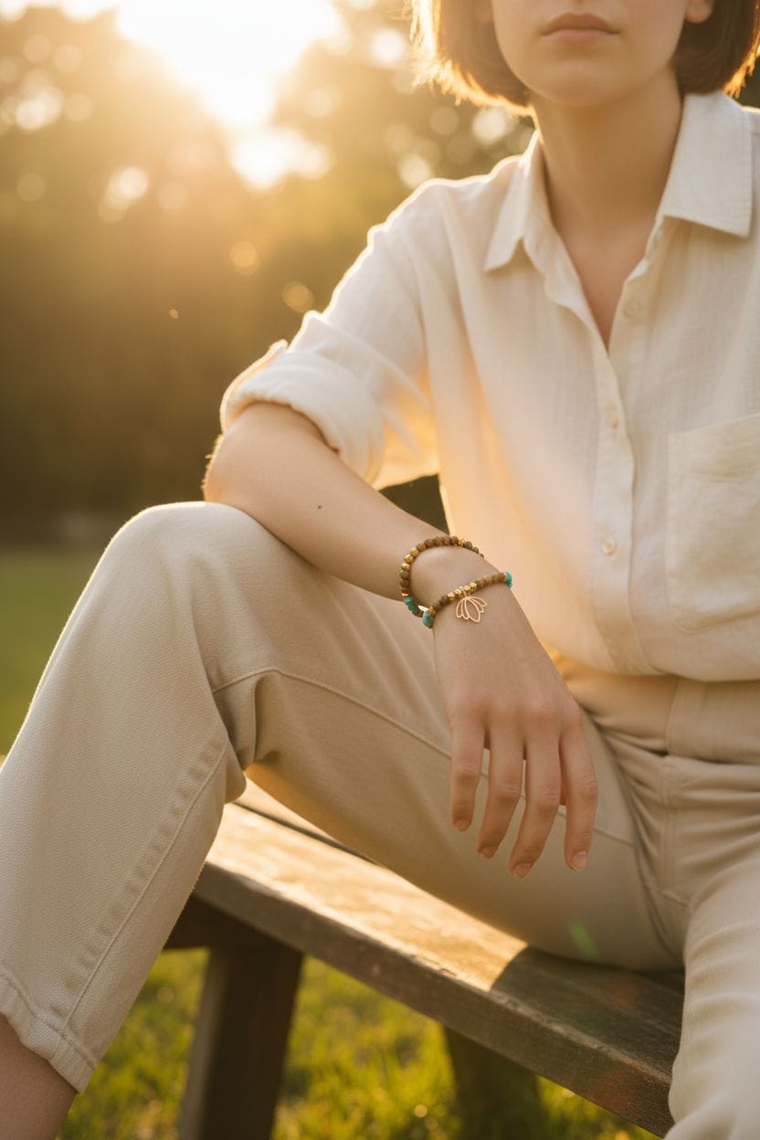 Bransoletka z jaspisem brązowym i turkusem