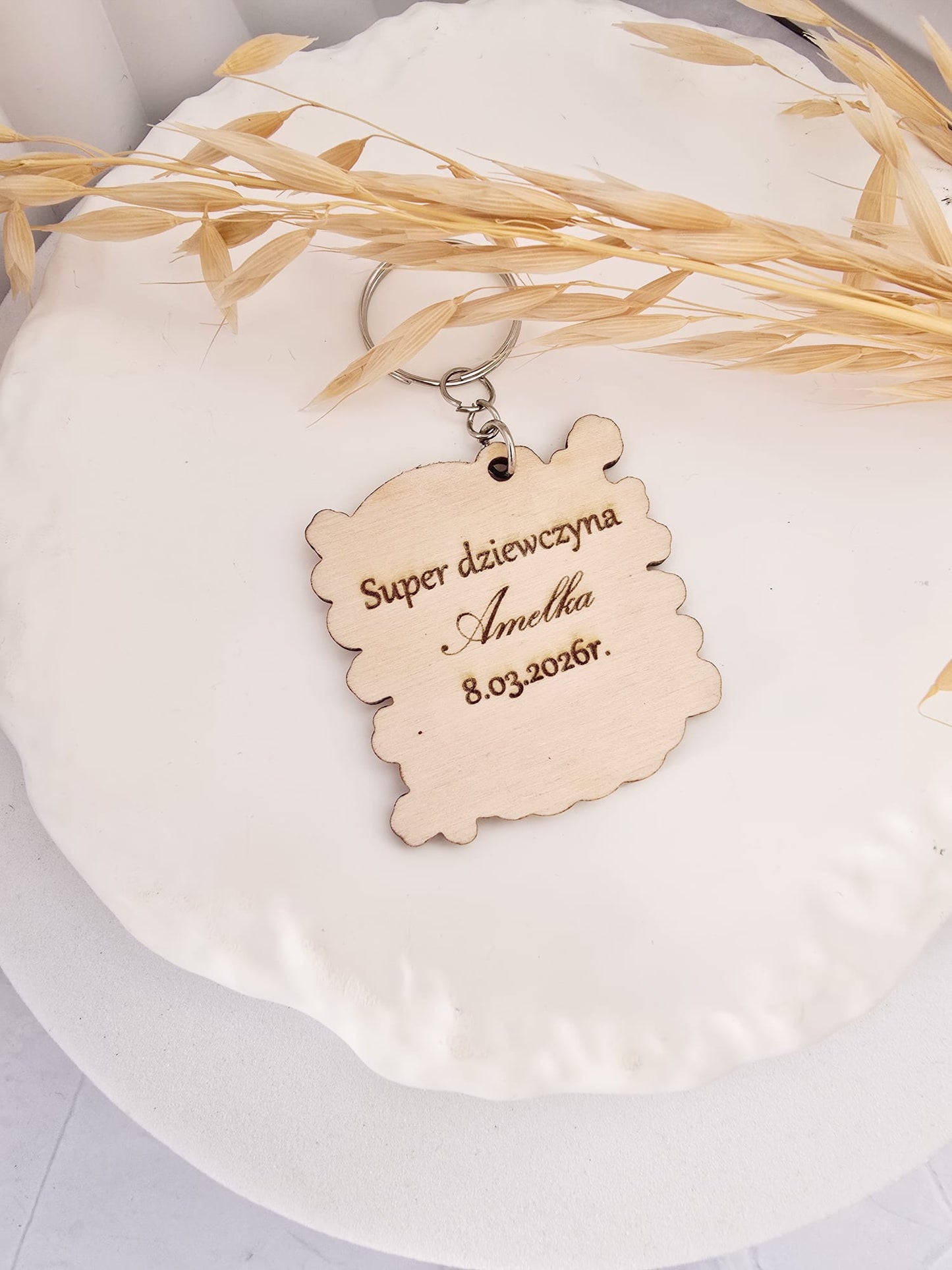 Drewniany breloczek jednorożec z tęczą – sklejka 3 mm | 5,5 x 5,5 cm | Personalizacja