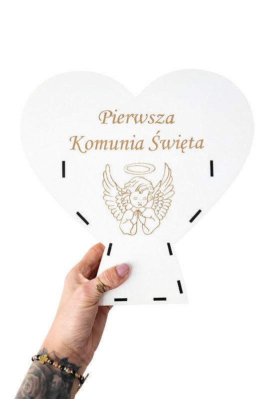 Pudełko w kształcie kielicha mszalnego z sercem | Box komunijny DIY 28x28 cm