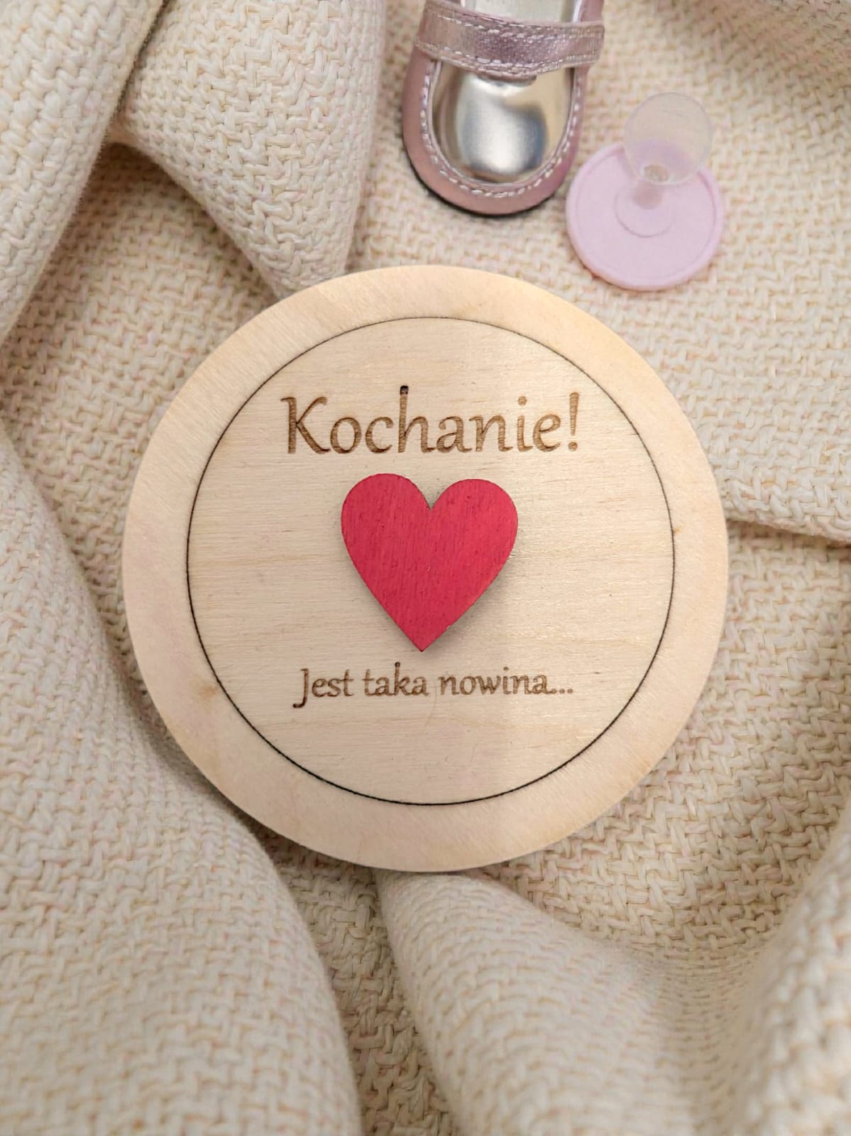 Tabliczka informująca o ciąży – personalizowana | 8 cm | podwójna sklejka 3 mm