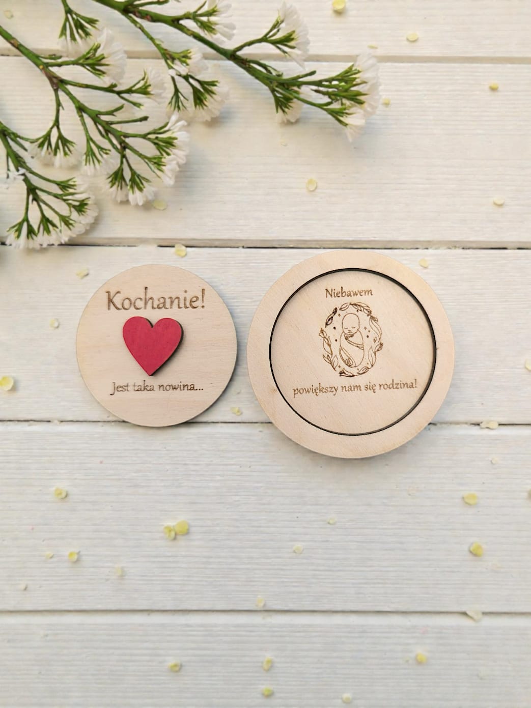Tabliczka informująca o ciąży – personalizowana-niemowle| 8 cm | podwójna sklejka 3 mm